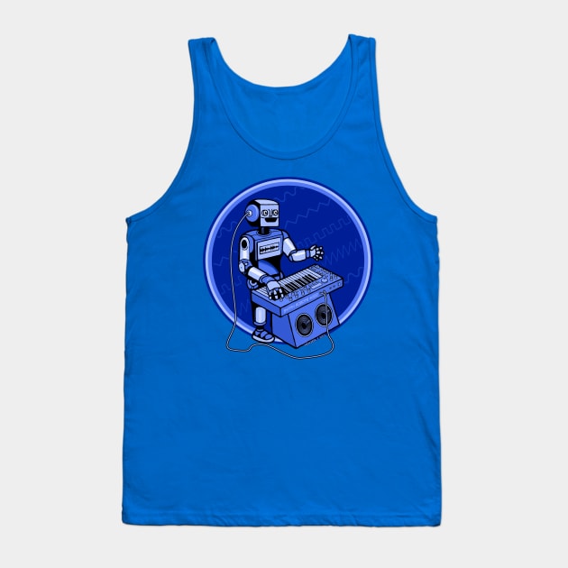 Synth Musician Robot playing Synthesizer Tank Top by Mewzeek_T